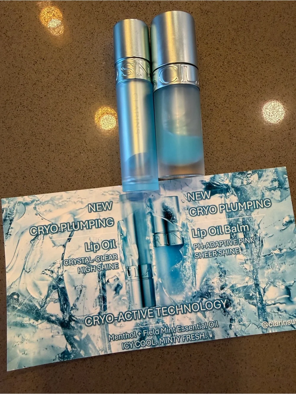 Clarins Cryo Plumping Lip Oil and Lip Oil Balm Duo Set Clear pH Pink NWT